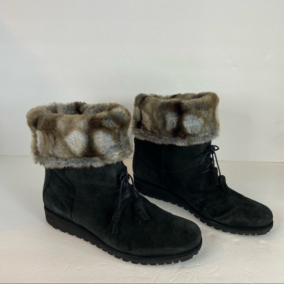Stuart Weitzman Black Suede Mid- Calf Boots - Picture 1 of 10